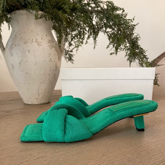 Good American Terry Kickstand Mules - Green Terry - Picture 4 of 8